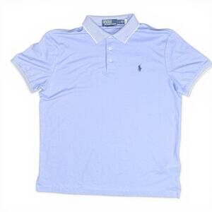 Polo Ralph Lauren Light Blue Custom Slim Fit Tipped Piqué Polo Shirt